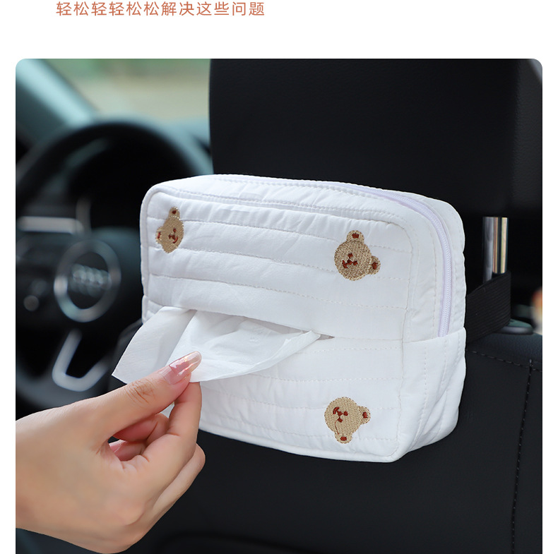 Cartoon fabric car tissue box car seat back-mounted paper box multifunctional car interior supplies DIY