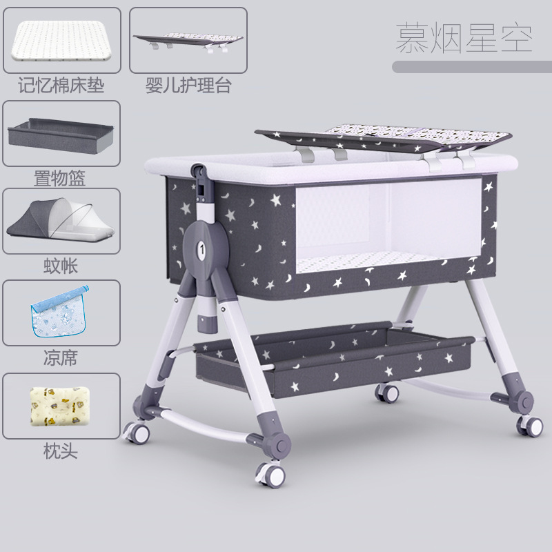 Cama para bebés de asiento plegable empalmado cama grande multifuncional portátil extraíble cama para bebés cuna cama