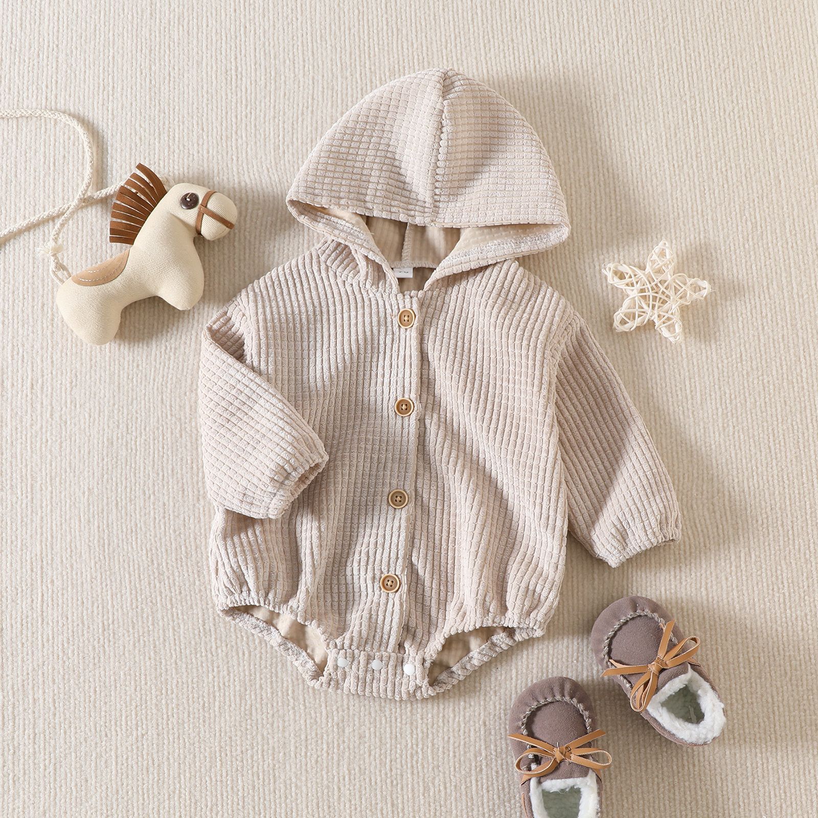 Fashion Solid Color Corduroy Baby Rompers display picture 2