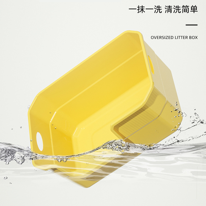 La caja de arena para gatos de gran tamaño es semicerrada, a prueba de salpicaduras externas, fácil de limpiar, inodoro para gatos, lavabo integrado para heces para gatos con pala, fábrica al por mayor