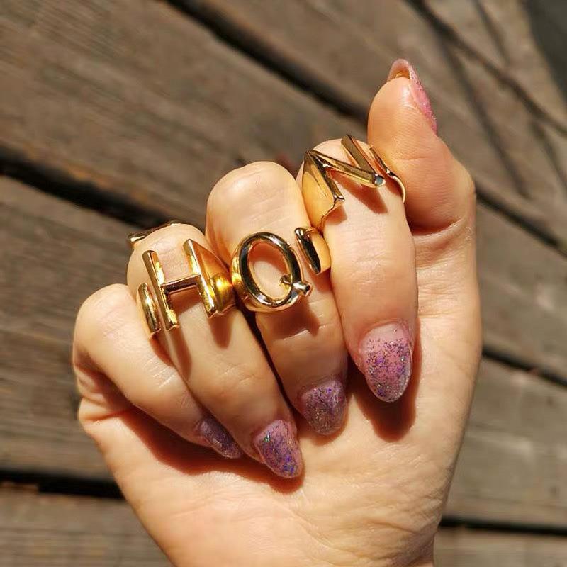 Fashion Letter Copper Plating Open Ring 1 Piece