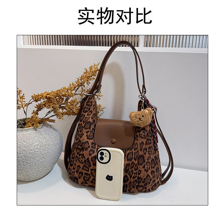 Túi xách nữ đeo vai cỡ lớn , túi xách tay đi làm chất liệu nhung nhung mềm — Bông tuyết nâu Leopard, Quân xanh da báo điện màu, Quân đội xanh, màu cà phê chi tiết 3