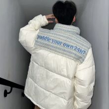 韩版穿搭立领棉服潮流男装风小香风拼接棉衣冬季防寒宽松一件代发