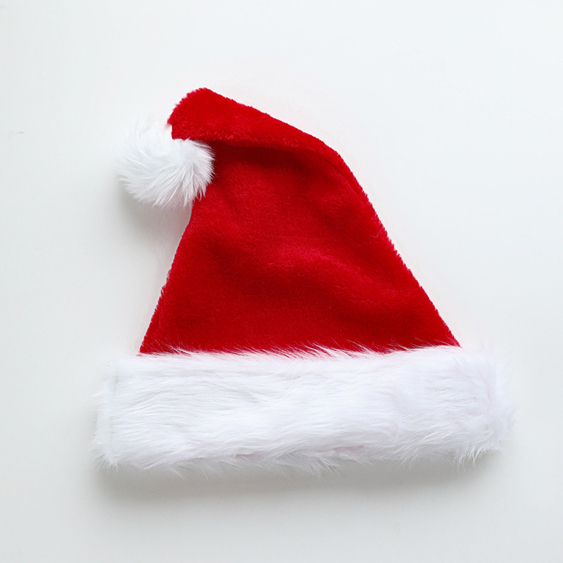 Sombrero de Navidad de tela de nuevo borde blanco de peluche pequeño sombrero rojo de Navidad de invierno atmósfera de peluche de punto sombrero vestido
