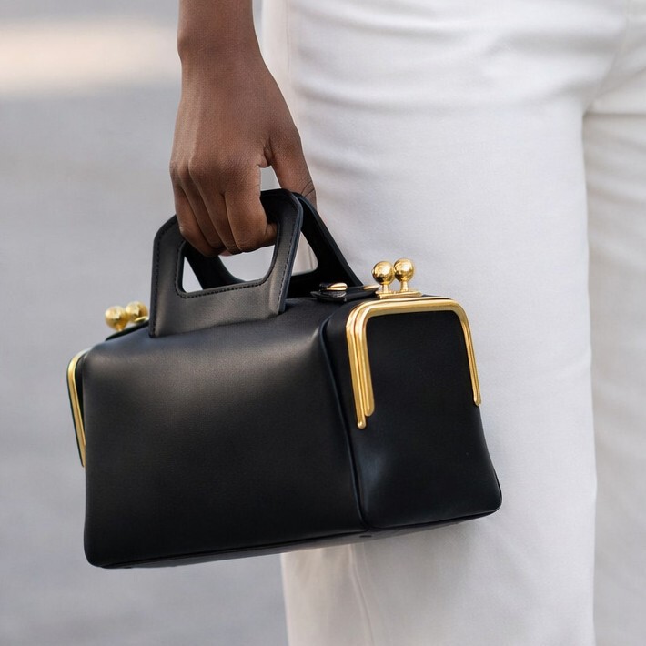 Niche Design Black Leather Shoulder Bag, Fashionable Zipper Crossbody Bag, Light Luxury Retro Clip Handbag for Women Factory