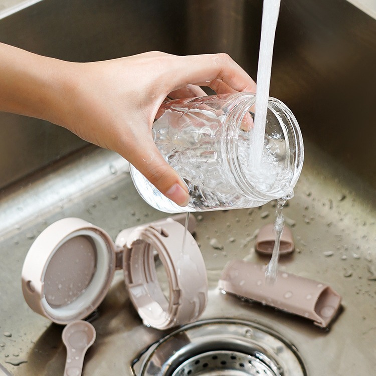 Caja de condimento de separación de cuchara de material 2 - en - 1 diseño de cocina doméstica condimento lata de sal botella de condimento caja de almacenamiento