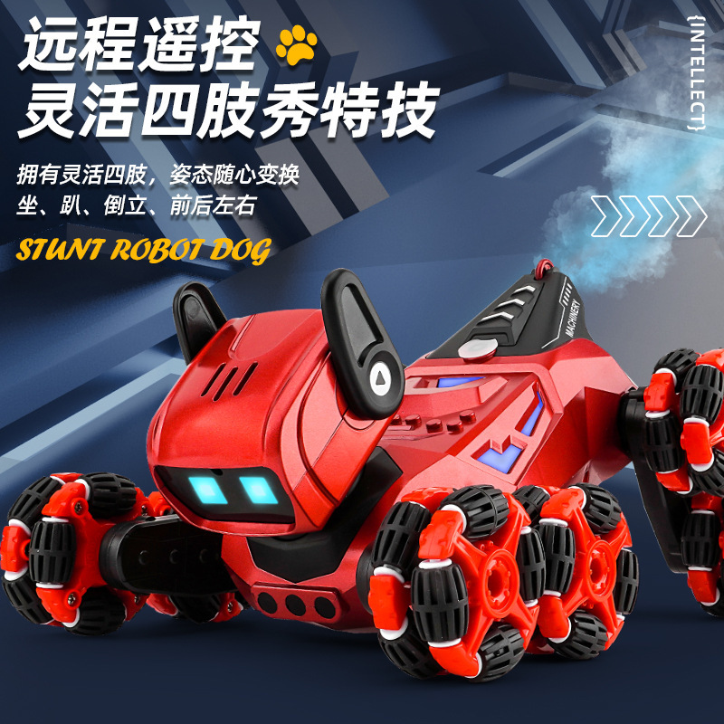 クロスボーダー 8 輪スタントメカニカルドッグ子供のおもちゃジェスチャーセンシングスマートロボットドッグスプレー首振りリモコンカー|undefined