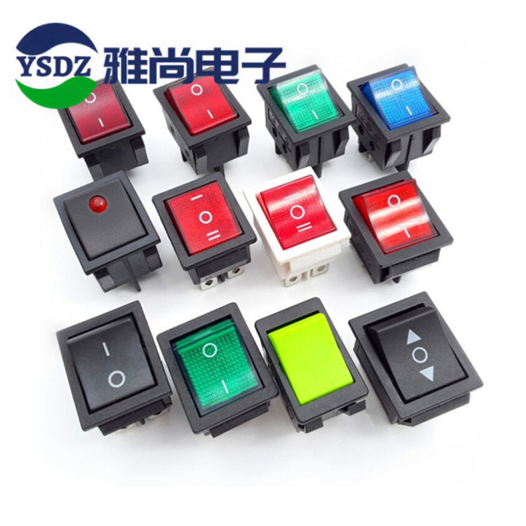 船型开关KCD4 4脚6脚2档3档带灯大电流翘板开关 25*31船型开关