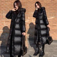 黑羽绒服女冬季中长款外套长过膝羽绒服2025新款面包服加厚保暖衣