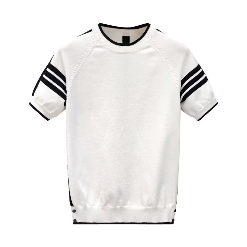 Polo camiseta de punto camiseta de manga corta hombre tres barras TB rayas tricolores aberturas camiseta vieja fábrica de viento de dinero transfronterizo mayorista