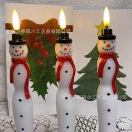 圣诞雪人造型杆蜡节日氛围感家居桌面装饰摆件伴手礼仿真跨境专供