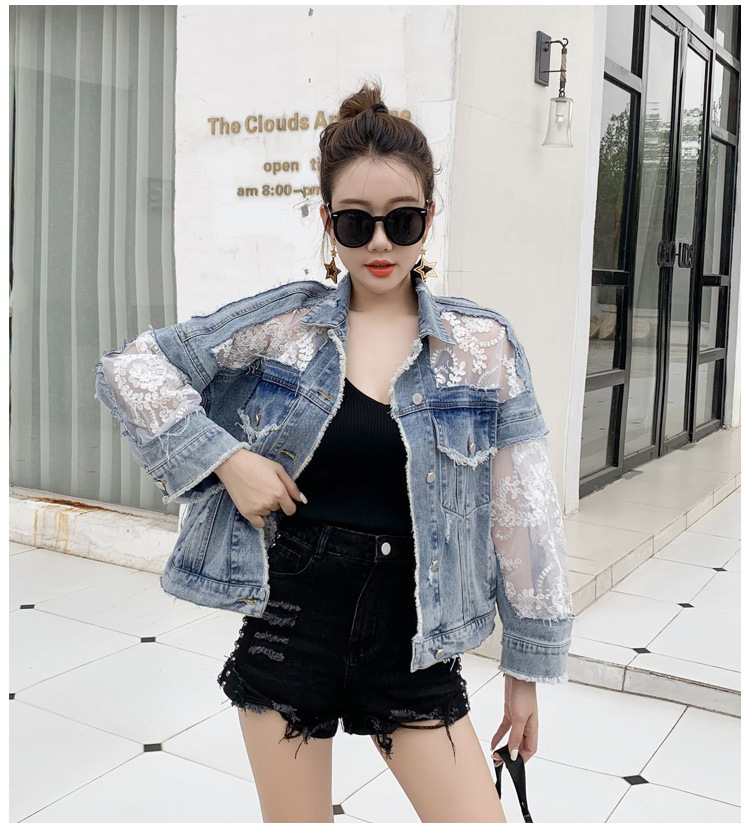 ​​Women's Lace Mesh Short Jacket – Lightweight Sun Protection Top With Embroidered Details (Light Blue, S-3XL)​​_voghion.com
