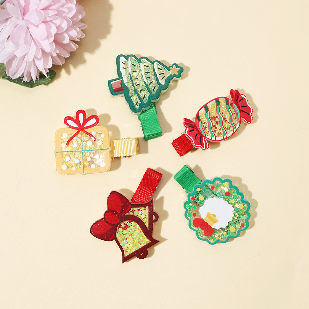 Regalo di Natale Accessori per capelli per bambini Fermaglio per capelli a forma di albero di Natale con motivo a cartoni animati per bambine_voghion.com