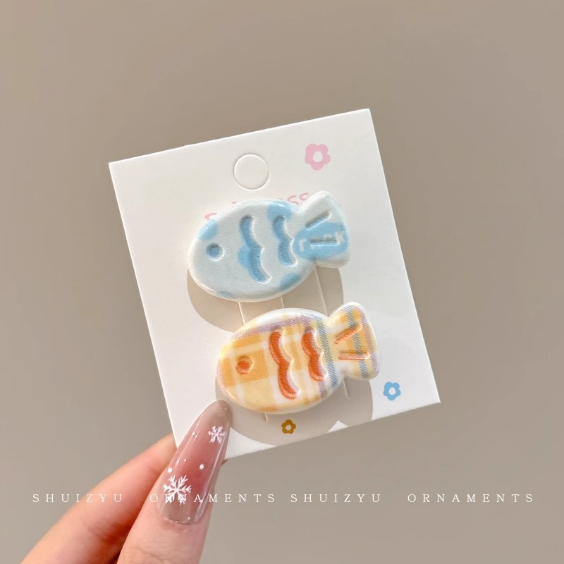 Pequeño pez de color clip para el cabello de la mujer adorable clip para el cabello de pestaña lateral dulce multifacé frente rotura clip para el cabello de boca de pato