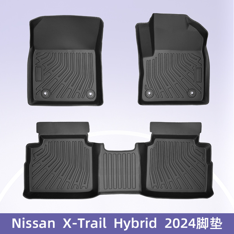 Aplicable a Nissan X-TRAlL híbrido 2024 timón derecho 3D todo el tiempo material TPE almohadilla de pie de automóvil