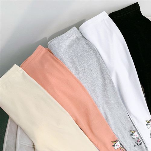 Girl's Leggings Spring and Autumn Season New Thin Style Trendy Elastic Cute Cartoon Fitted Korean Style Printed Pants