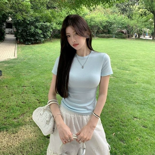 薄荷奶绿辣妹性感女装修身短袖女2026夏季新款甜妹风短款显瘦上衣