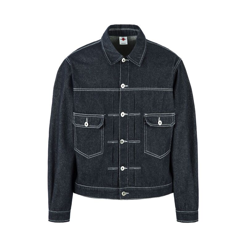149-2024 Fall/Winter Japanese Street Washing Blue Motorcycle Party Advanced Design Men's Denim Jacket Coat