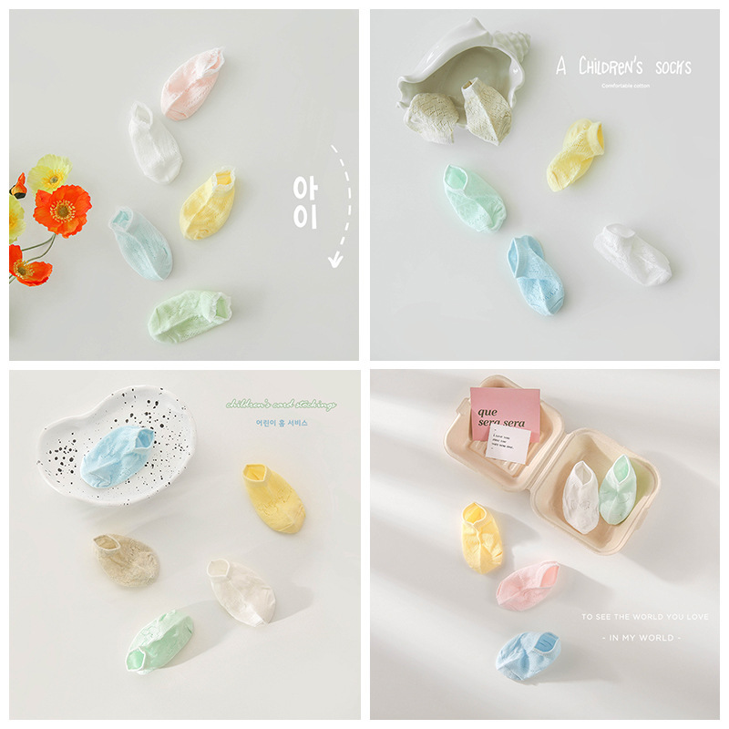 children's summer thin breathable solid color cute socks for new…