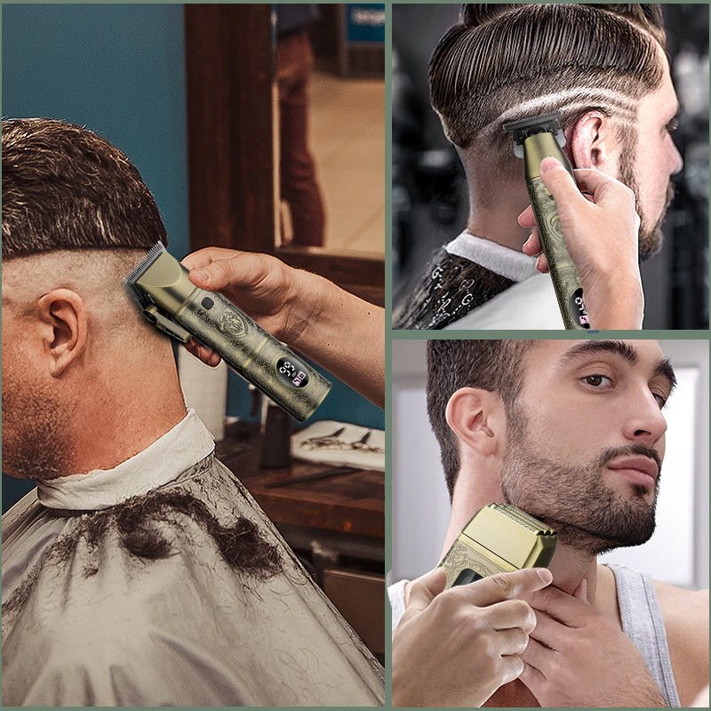 Cortador de pelo para niños LCD conjunto cortador de pelo eléctrico para hombres cabeza de aceite tallado cortador de pelo eléctrico empujador cortador de pelo eléctrico