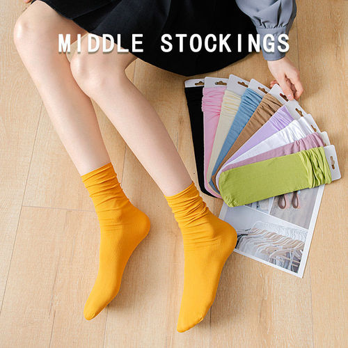 White crew socks, fluffy socks for spring and summer, thin version, INS trend, ice silk velvet, black, icy socks