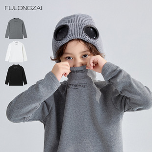 FULONGZAI Parent-Child Children's Wear 2024 Autumn and Winter New Style for Boys and Girls Loose Children's High Neck Base