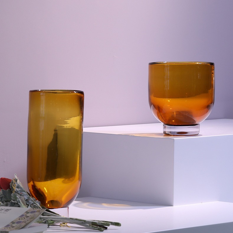 Lv Linxia Thickened Flower Pot Thick Bottom Vase Home Soft Craft Decoration Hotel Dining Table Amber Thick Bottom Bottle Decoration
