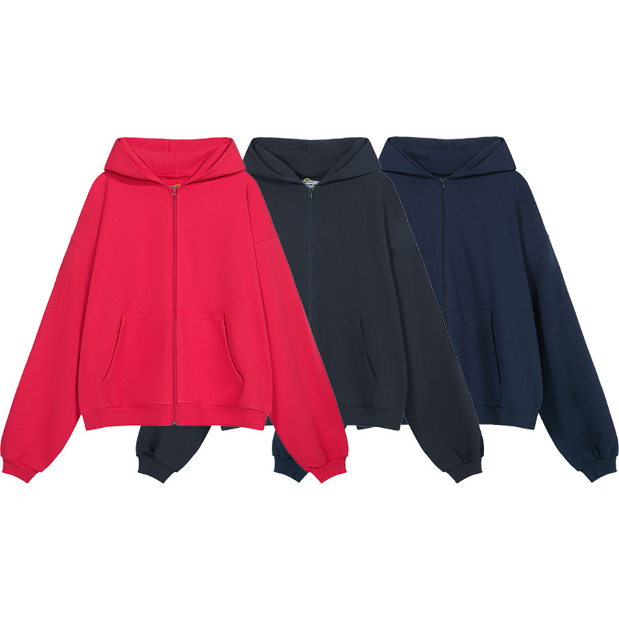 Gali mismo estilo Greg hombrera cremallera cardigan color sólido simple gota hombro perfil hombres y mujeres suéter con capucha suelta moda