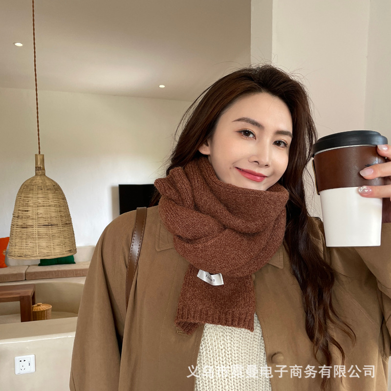 Brand universal knitted winter solid color scarf for men and women