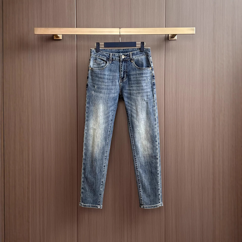 Luxury High-End Version of Chrome Hearts, New Spring/Summer Cross Leather Label Vintage Distressed Straight-Leg Jeans for Men and Women
