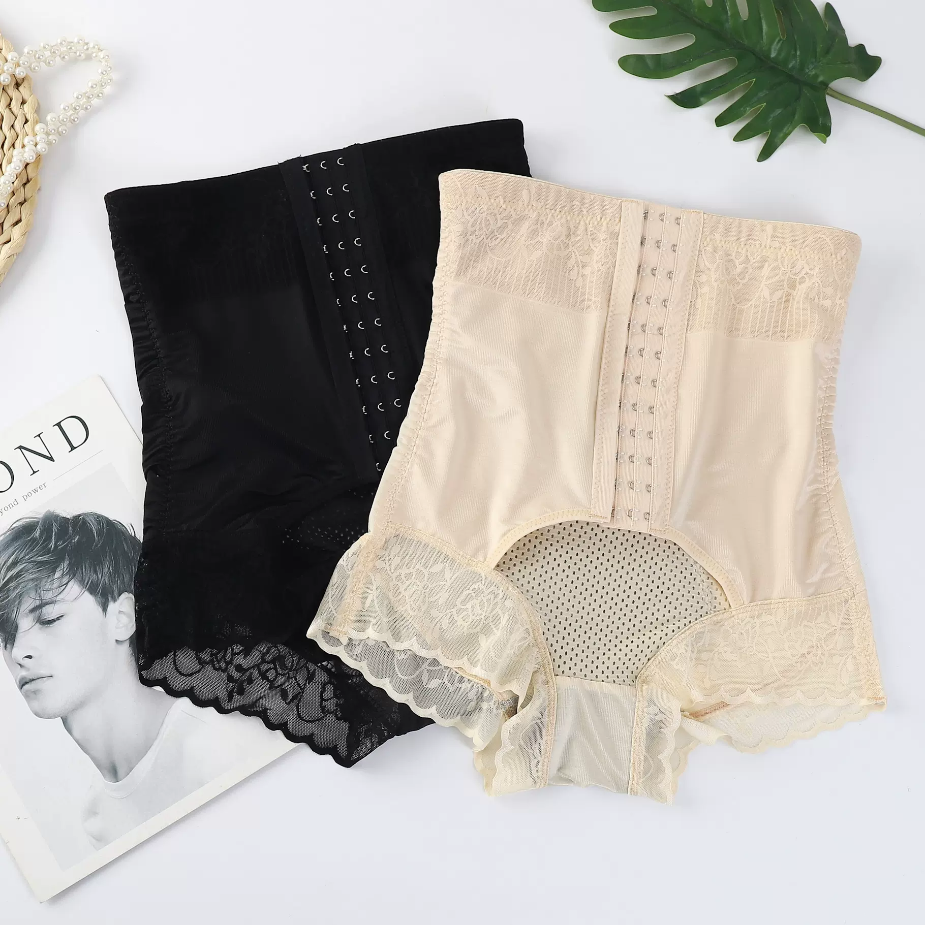 高腰收腹裤加强版前排扣薄款透气小米孔束腰盆骨塑身腰提臀内裤女