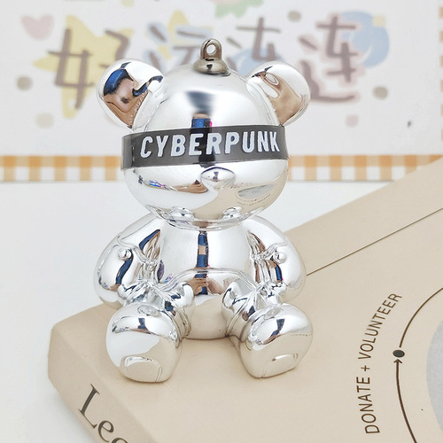 Creative cartoon electroplated colorful gradient bear keychain figure ornament accessory decoration car interior decoration