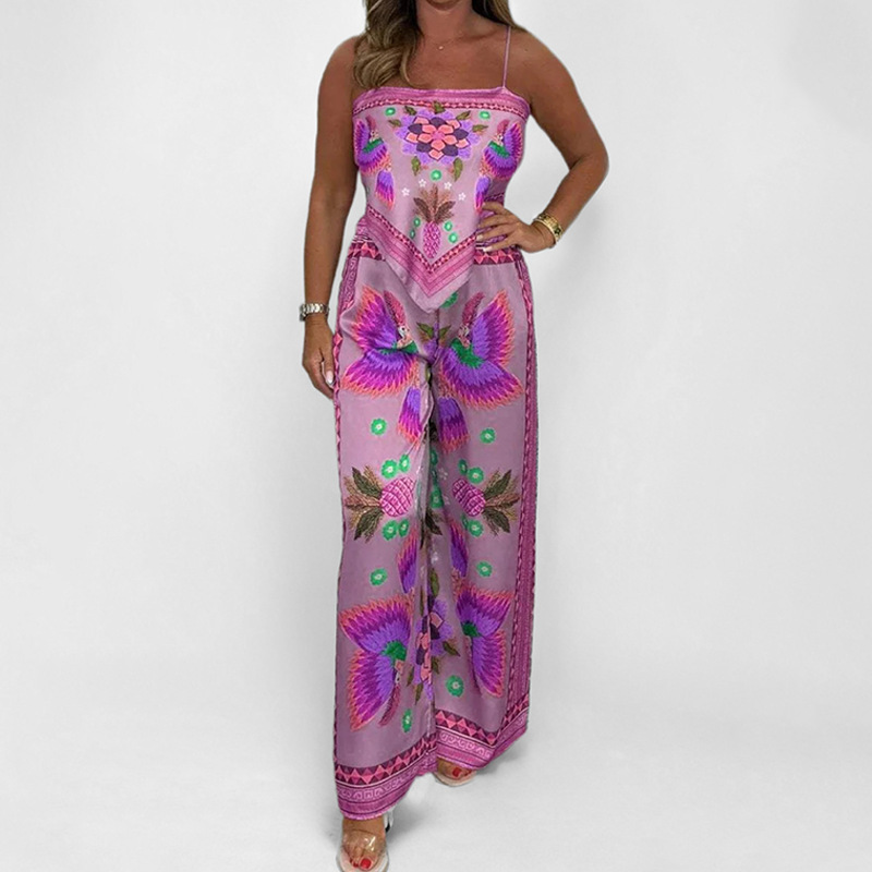 Elegant Summer Printed Strap Shorts Suit For Women Fashionable_voghion.com