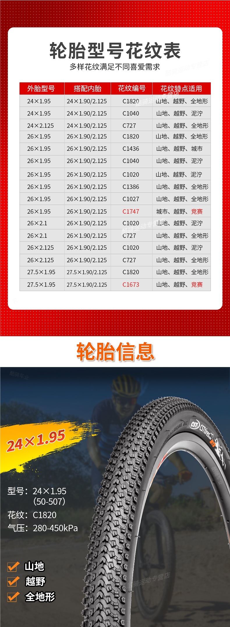 Zhengxin Mountain Bike Tires Inner and Outer Tires 24 Inch 26 Inch 27.5 Off-Road Bicycle Outer Tires 275/26X195