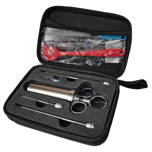 New product 304 stainless steel seasoning syringe turkey needle BBQ barbecue tool set bag packaging 450g