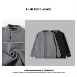 假两件开衫针织毛衣男款秋季新款男款早秋韩系上衣青年休闲外套