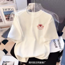 重磅白色短袖t恤女2025新款男款显瘦大码纯棉打底半袖上衣ins