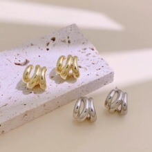 小众简约百搭三层耳钉时尚轻奢耳饰复古高级感ins风气质个性耳环