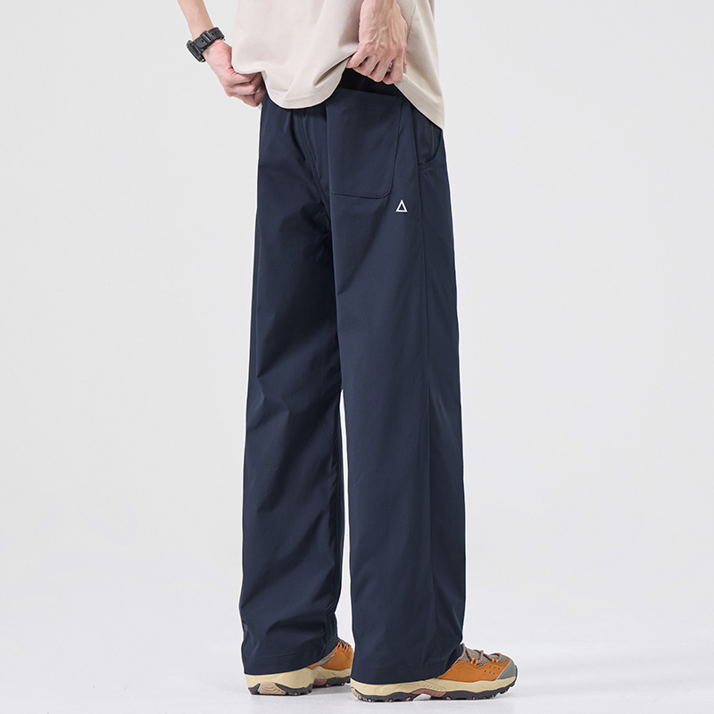 Men's Casual Pants Summer New Style Loose Wide-Leg Ice Silk Cool Long Pants Men's 2026 New Straight-Leg Sports Pants Men