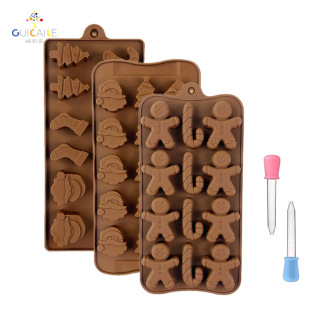 Christmas Mold Christmas Tree Gingerbread Man Old Man Socks Mold Kitchen Baking Silicone Cake Chocolate Mold