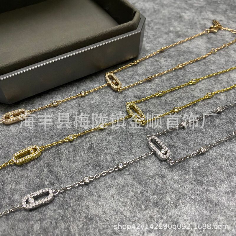 High-End Messi Pin with Diamond Bracelet and Anklet for Women, Tassel Style, Three-Dimensional European and American Style Bracelet, Hand Jewelry Wholesale