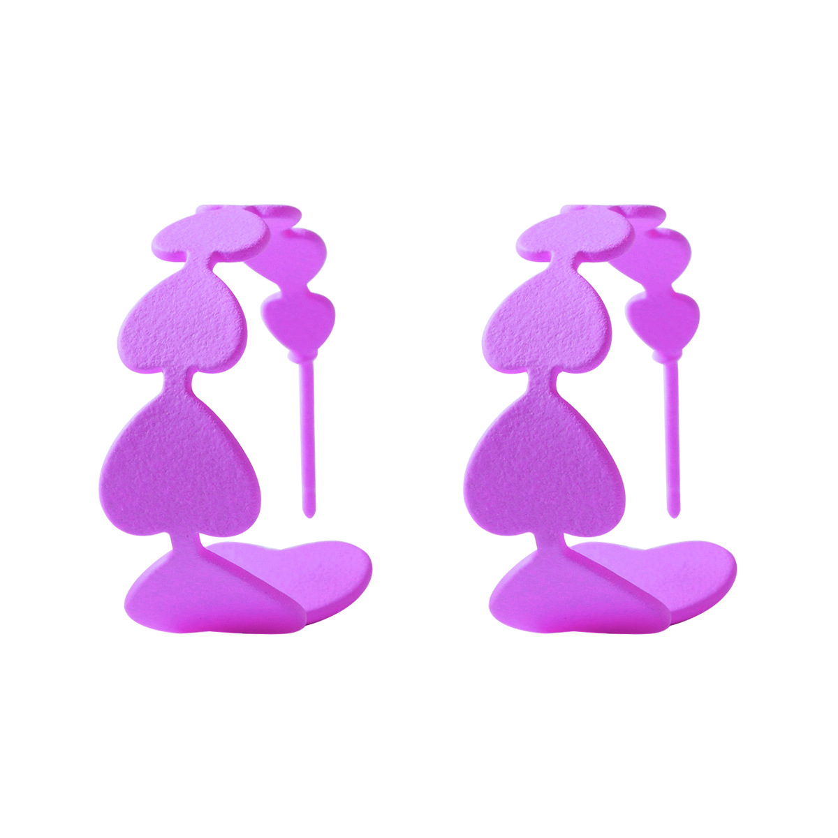 fashion candy color rubber paint heart to heart gradient size earrings