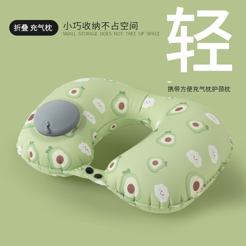 Almohada inflable, almohada para el cuello portátil de viaje, almohada en forma de U inflable, almohada para el cuello de tres tesoros de viaje, almohada para el avión