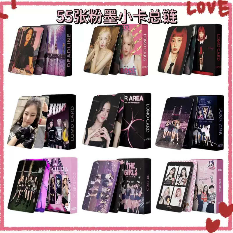 Общая линейка точек KPOP розовые чернила 55 маленьких карточек ЛИСА ROSEJENNIEJISOO звезда периферии ЛОМО карты