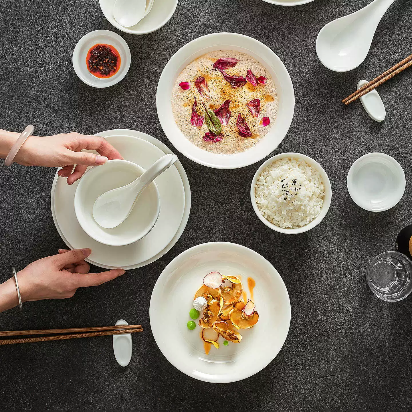Tableware, high-end sophisticated ceramic set, light luxury style