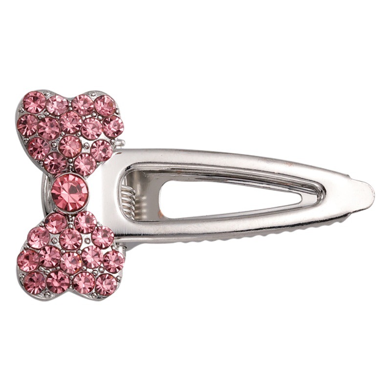 Rosa ~ estilo coreano ambiente de moda rosa encantador rhinestone lado Bangs clip dulce chica fresca horquilla de metal