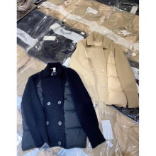 一线品牌外贸原厂订单尾单清仓秋冬新款翻领羊毛拼接羽绒服外套女