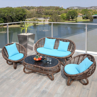 Cross-Border Outdoor Garden Leisure Rattan Sofa House Pe Imitation Rattan Sofa Combination Indoor and Outdoor Courtyard Rattan Sofa