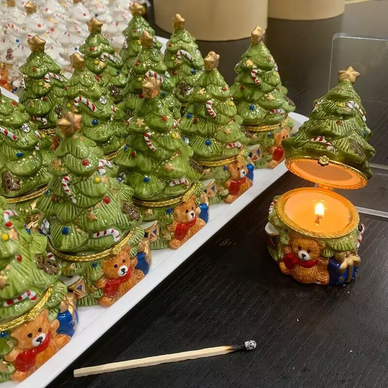 Christmas Tree, Bear Pattern Christmas Cute Christmas Tree Bear Ceramics Party Festival