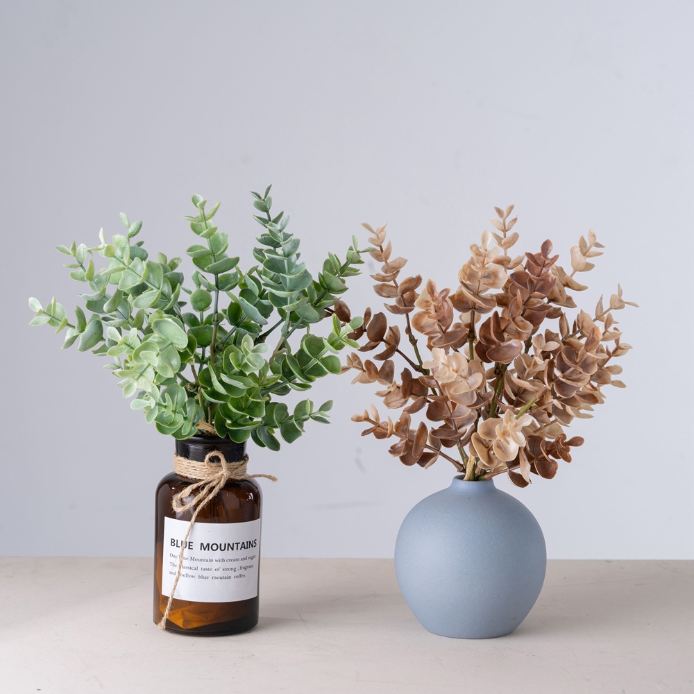 工藝品六層尤加利短把束仿真花假花綠植物批發裝飾跨境YC1079